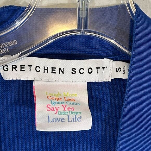 Gretchen Scott ladies cardigan sweater blue gold small knit casual everyday - Picture 4 of 10